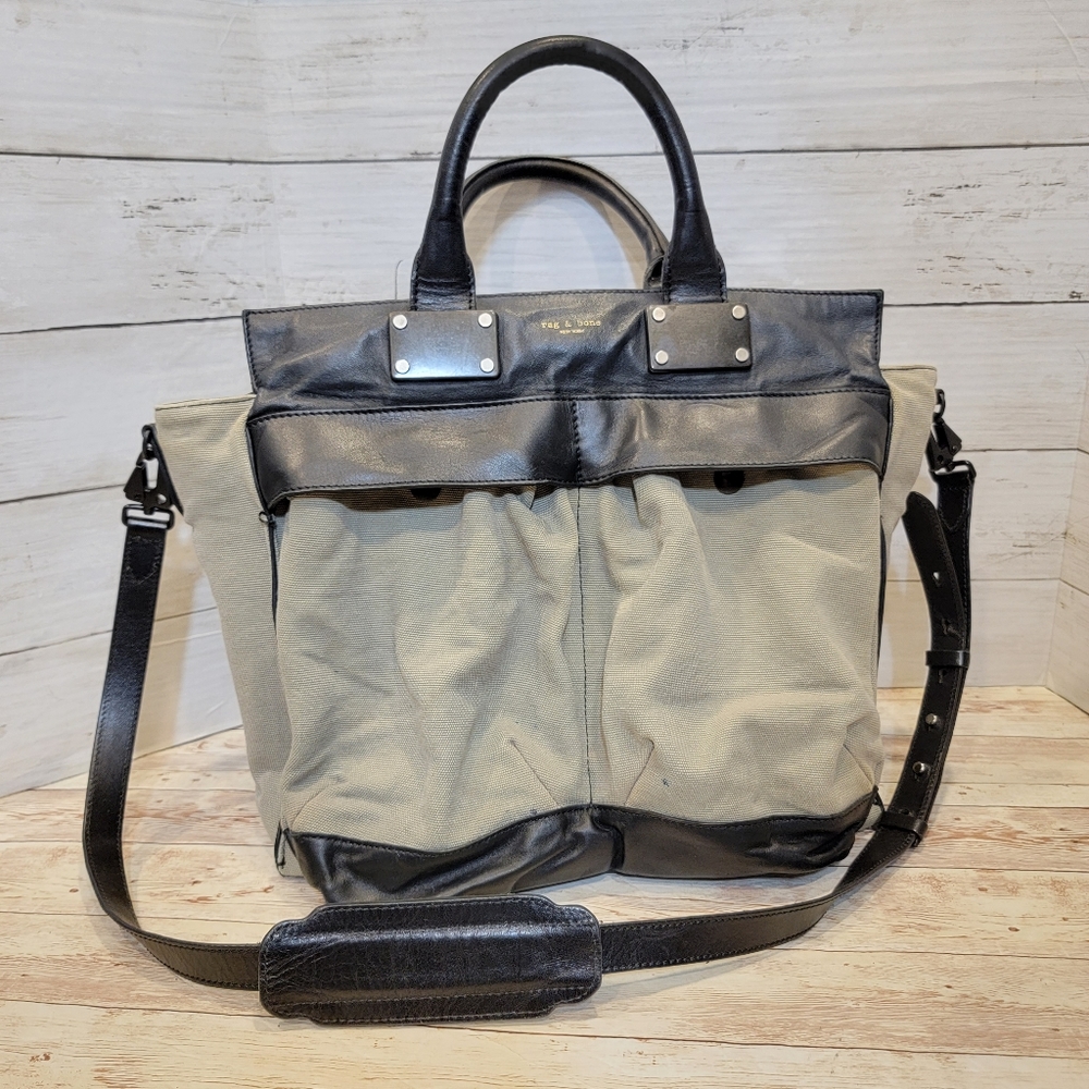 Rag & Bone Pilot canvas and leather handbag